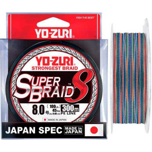 Шнур плетёный Yo-Zuri SUPER BRAID X8 #8 (300м ) Мультиколор